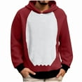 thumbnail image 6 of KeShDi Faux Fur Coat Men's Velvet Christmas Antlers Hoodie with Hairy Color Blocked Sweatshirt Red S, 6 of 7