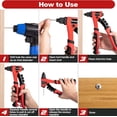 thumbnail image 4 of shiyou-Rivet Gun One-Handed Rivet Gun Kit with 200pcs Rivets, 4pcs Tool-Free Interchangeable Heads and 4pcs Drill Bits - Heavy Duty Hand Riveter for Metal, Wood, Plastic, Leather, Fabric, 4 of 4