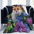 thumbnail image 2 of for Fox Throw Blanket Soft Fleece Flower Fox Blankets Plush Comfy Microfiber Decor for Home Couch Living Room Bed Sofa Cozy Warm Gifts for Women Men Boys Girls Lightweight 50" X 40", 2 of 6
