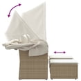 thumbnail image 5 of vidaXL Garden Sofa 2-Seater with Canopy and Stools Beige Poly Rattan, 5 of 5
