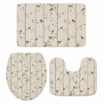 thumbnail image 2 of Green Leaf Bathroom Rugs Set Vintage Spring Green Leaf Branches Plant Birds Linen Texture Non Slip Absorbent Bath Mats 3 Piece Set with Bathroom Rug, U-Shaped Floor Mat, Toilet Seat Cover Small Size, 2 of 9