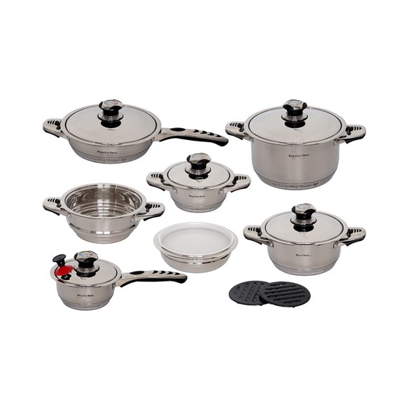 Batería de Cocina Royal Haus de Acero Inoxidable 16 Piezas con 9 capas de Espesor 0.6mm Royal Haus 9 capas de espesor 0.6mm