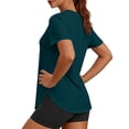 thumbnail image 5 of Womens Short Sleeve T-Shirt Loose Fit Workout Gym Top Dark Blue,XL, 5 of 8