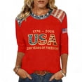 thumbnail image 2 of 250th Anniversary USA Shirt Women America 250 Shirt 3/4 Sleeved Celebration Patriotic Flag Print 1776-2026 Tshirt, 2 of 3