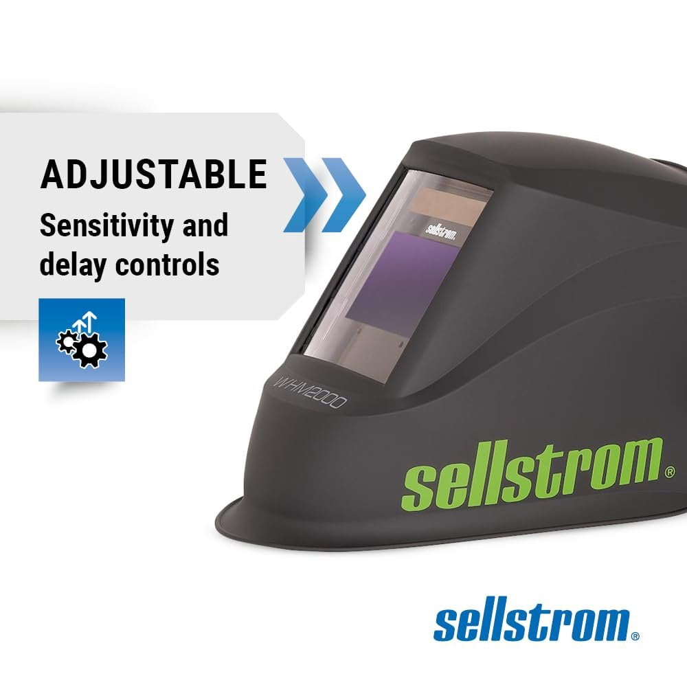 Sellstrom Welding Helmet - Auto Darkening - Thermoplastic - 3.94" x 2.36" Viewing Area - Shade 4/9-13 Variable ADF - Ratcheting Headgear - Black - Advantage Plus Series