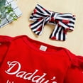 thumbnail image 3 of Babibeauty Baby Girl Valentine's Day Outfits Infant Ruffle Long Sleeve T-Shirt+Striped Print Suspender Skirt+Headband 3pcs Set (0-3M), 3 of 7