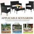 thumbnail image 7 of 4 Pieces Outdoor Wicker Conversation Set, All-Weather Rattan Patio Furniture Sets with Arm Chairs, Tempered Glass Tabletop and Cushions, Sectional Sofa Set for Backyard, Garden, Poolside, 7 of 7