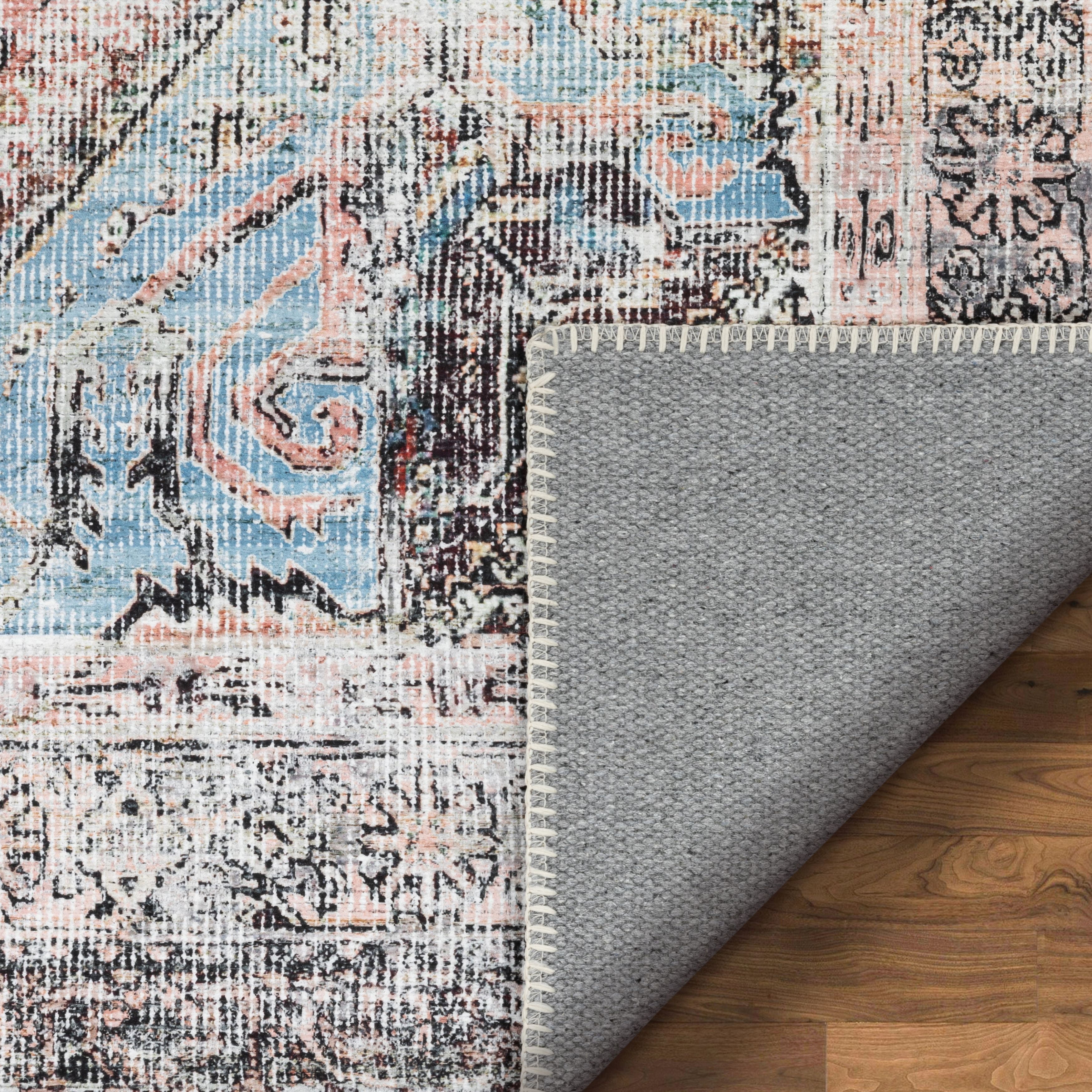 Well Woven Lotus Menda Vintage Medallion Aztec Bohemian Light Blue 3'11" x 5'3" Area Rug