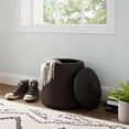 thumbnail image 3 of Linon Farman Round Faux Leather Storage Ottoman, Brown, 3 of 8