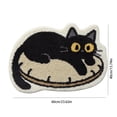 thumbnail image 2 of Black Cat Lying On Round Cushion Shaped Doormat, Fluffy Cartoon Kitten Floor Rug, Non Slip Absorbent Indoor Bedroom Mat for Cat Lovers Home Decor, 2 of 7
