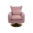 thumbnail image 5 of 360° Swivel Accent Chair with Lumbar Pillow, Classic Mid-Century Round Club Chair with Gold Base, Comfy Deep Seat Upholstered Reading Armchair for Living Room Bedroom and Office, Pink, 5 of 7