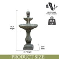 thumbnail image 3 of 45.3" High Large Traditional Italian Indoor Outdoor Decor Faux Stone Floor Fountain Waterfall 2-Tier Standing Basin Water Feature for Outside Garden Patio Yard Backyard Porch, 3 of 8