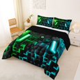 thumbnail image 2 of Homewish Green Teal Gaming Pad Queen Comforter Set,Modern Esports Gamepad Comforter Sets Queen,Black Reversible,3-Piece,1 Comforter and 2 Pillowcases, 2 of 7