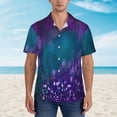 thumbnail image 2 of Kll Men'S Hawaiian Shirt Short Sleeve Button Down Beach Shirts-Purple And Green Glitter, 2 of 7