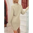 thumbnail image 2 of xiaxaixu Robe Mini d'Automne pour Femmes à Manches Longues Col Roulé Couleur Unie Robe Tricotée Robe Chandail Décontractée, 2 of 7
