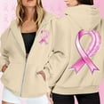 thumbnail image 2 of Shadoumai Womens Breast Cancer Awareness Hoodies Full Zip Up Jacket Ribbon Graphic Oversized Sweatshirt Jackets Fall Winter Clothes, 2 of 6