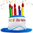 thumbnail image 1 of Sombrero de feliz cumpleaños, sombrero de pastel de feliz cumpleaños de felpa con sombreros de fiesta de velas multicolores, cumpleaños de adultos ideal para cumpleaños oso de fresa Hogar, 1 of 5