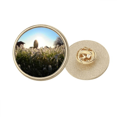 thumbnail image 1 of La ciencia naturaleza paisaje Sol Verde forestal Broche de oro metálico circular, 1 of 3