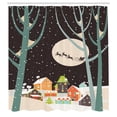 thumbnail image 3 of Ambesonne Christmas Shower Curtain, Snow Santa with Deer Town, 69"Wx70"L, Multicolor, 3 of 5