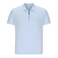 thumbnail image 3 of Men Casual Solid Turndown Pullover Patchwork Zipper Short Sleeve Blouse, 3 of 6