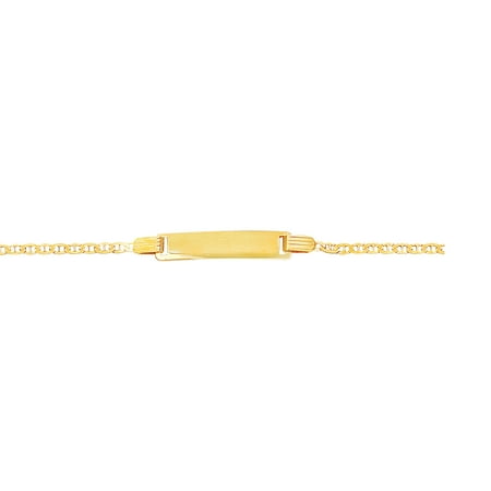 14K Yellow Gold Shiny Mariner Link ID Bracelet with Lobster Clasp