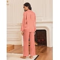 thumbnail image 5 of Ekouaer Silk Satin Pajamas for Women Button Down Pjs Set Long Sleeve Loungewear 2 Piece Wide Leg Sleepwear, 5 of 6
