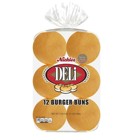 Nickles Bakery Deli Burger Bun, 4-Inch, 12 Count, 21-Ounce.