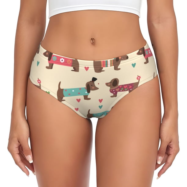 Fotbe Dachshund Dog Puppy Calzones Estampados para Mujer – Ropa Interior de Algodón, Cómoda, Suave y Elástica-X-Small
