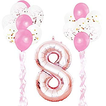 8TH Birthday Party Decorations Kit-Giant Rose Gold Number 8 Foil