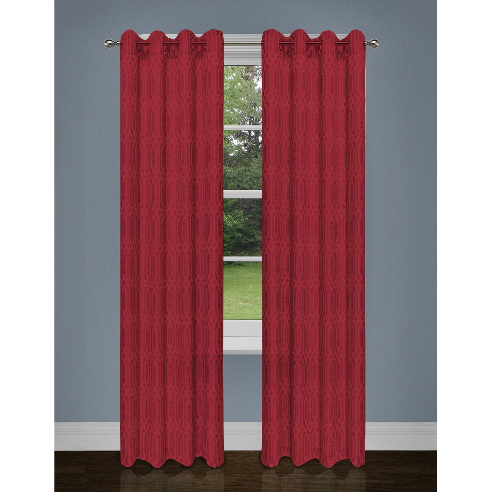 Safdie and Co Two Tone Jacquard 2 Piece Curtain Panel Set
