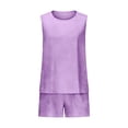thumbnail image 4 of Enjoytime Outfits for Women Solid Color Sleeveless Tank Tops with Shorts 2 Piece Set Summer Travel Casual Plus Size Lounge Sets, 4 of 7