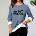 thumbnail image 2 of TFEOQRY Women's Crew Neck Sweatshirt Letter Heart Print Fleece Lined Long Sleeve Casual Pullover Fall Winter Top Navy, 2 of 3