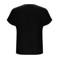 thumbnail image 5 of GSPCLAM Women's Tops Solid Color V-Neck Loose Fit Blouse for Vacation Short Sleeve Lightweight Summer Trendy Blouse Black M, 5 of 6