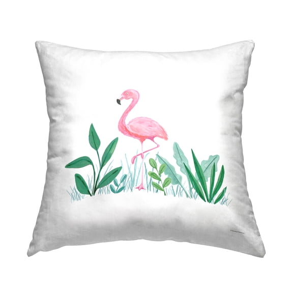 Stupell Industries Summer Flamingo & Fronds Decorative Printed Throw Pillow Design by Susan Ball.