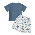 thumbnail image 4 of Sngxgn Baby Boy Summer Clothes Letter Contrast Short Sleeve T-shirt Top and Elastic Shorts 2 Pcs Set Toddler Infnat Outfit(Blue,18-24 Months), 4 of 9