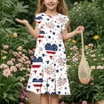 thumbnail image 3 of Jinhomg Toddler Girls 4Th Of July Outfit Patriotic American Flag Midi Dress Flowy Swing Ruffle Sleeve Tiered Pleated Dresses Independence Day A Line Party Dresses White 12 Years, 3 of 7