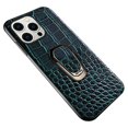 thumbnail image 1 of For iPhone 15 Plus Ring Kickstand Phone Back Case Crocodile Texture Genuine Cow TPU Mobile Cover, 1 of 5