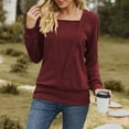 thumbnail image 2 of Yyeselk Going out Sweaters for Women Casual V-Neck Long Sleeves Cozy Blouses Fashion Pure Color Knitted Fit Ladies Warm Sweatshirts Wine XL, 2 of 5