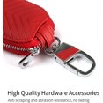 thumbnail image 3 of Car Key Leather Case, Portable Keychain Leather Case & Mini Coin Pocket, Metal Hook and Zipper, Car Key Protective Cover - A - Red, 3 of 5
