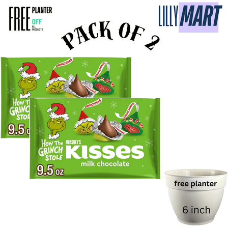 Hershey's Kisses Grinch Milk Chocolate Christmas Candy, Bag 9.5 oz (pack of 2)