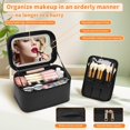 thumbnail image 4 of Bolsa de maquillaje OCHEAL con espejo LED y organizador, color negro, 4 of 8