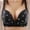 Black, variant on Lusakoc Bras for Women Front Closure Large Printed Seamless Wirefree Push Up Breathable Bra, Size L-3XL