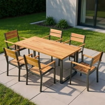Resenkos Patio Dining Sets,Patio Furniture Sets,7 Pieces Acacia Wood Patio Dining Set with Metal Frame and 2 Inches Umbrella Hole
