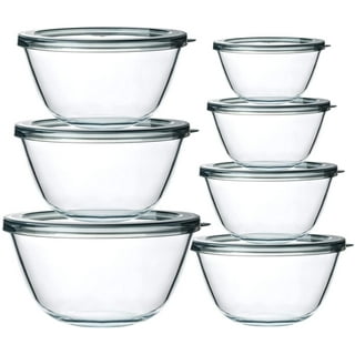 dokaworld Glass Mixing Bowls - Nesting Bowls - Space-Saving Glass Bowls  with Lids Food Storage - Set of 5 Stackable Microwave Glass Containers 