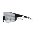 thumbnail image 2 of Mens Classic Oversized Block Shield Rimless Plastic Sport Sunglasses Black Silver Mirror, 2 of 4