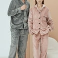 thumbnail image 2 of Couples flannel pajamas for men and women autumn and winter coral fleece thickened home clothes warm embroidery set Gray XL, 2 of 6