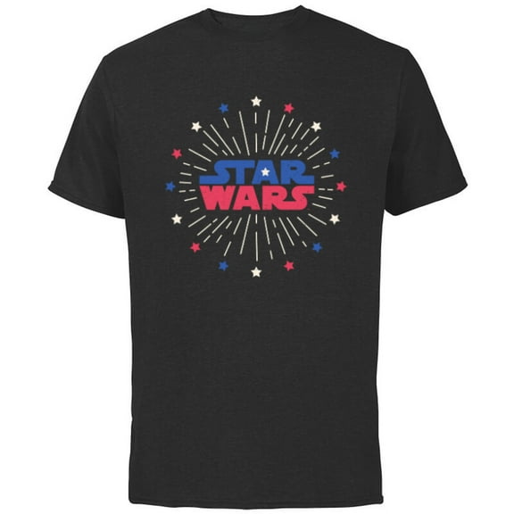 Star Wars Logo Fireworks Logo July 4th - Short Sleeve Cotton T-Shirt for Adults - Customized-Black