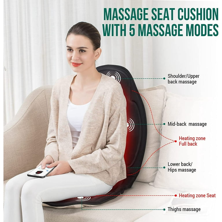 Snailax Vibration Back Massager with Heat, 6 Vibration Nodes Chair Massager  Pad, Seat Massage Cushion Gifts