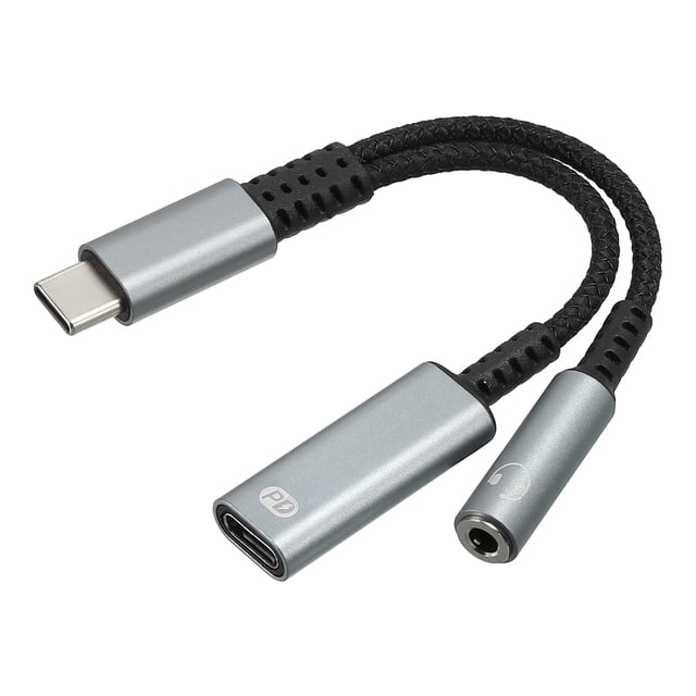 Adaptador 2 en 1 USB C Unique Bargains a 3,5mm y Tipo C 60 W PD Rápida Carga Gris
