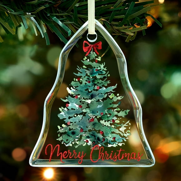 Adorno navideño THDZS de cristal de 8 cm para colgar en forma de árbol